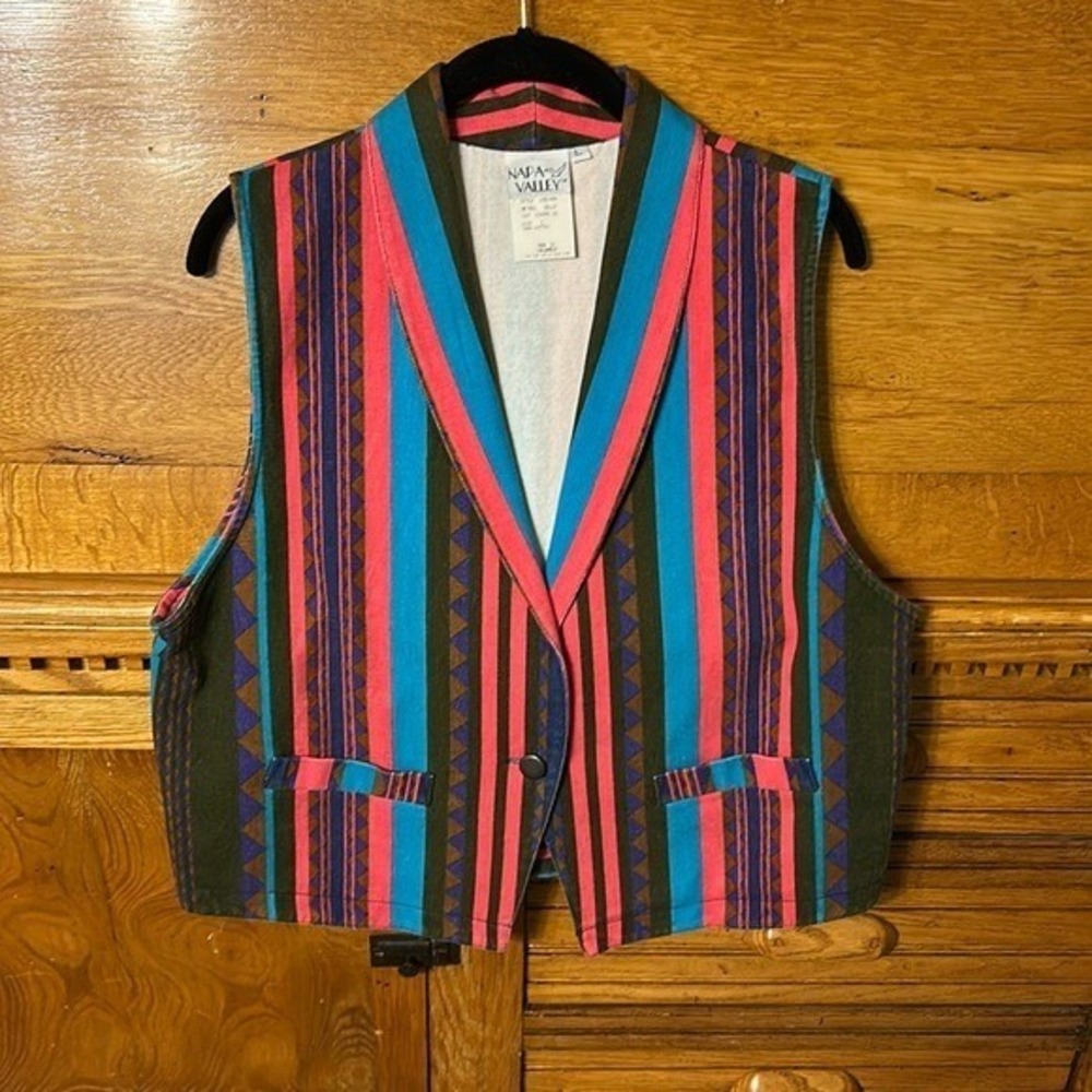 Indie Grannycore Maximalist Vintage 90s Napa Valley Denim Vest Southwestern Y2K